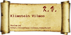 Klimstein Vilmos névjegykártya